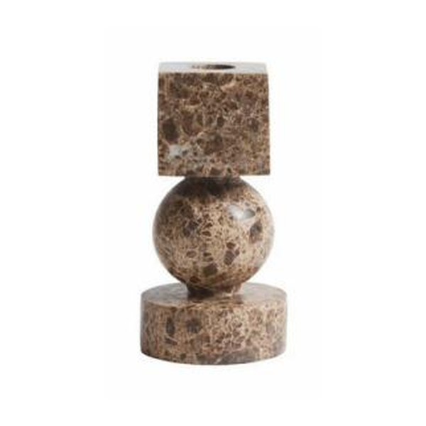 Sculptural brown marble candle holder