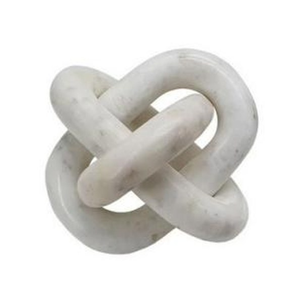 Hand-carved white marble knot sculpture