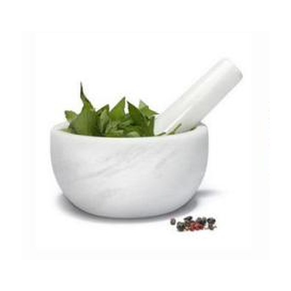White marble mortar and pestle