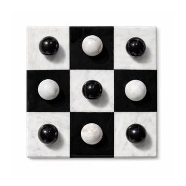 Black and white marble tic tac toe game